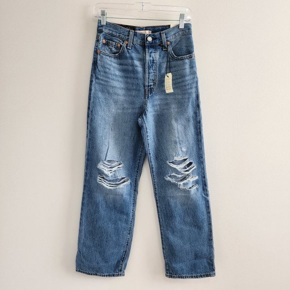 NWT Levi's Premium Ribcage High Rise Straight Ankle Jeans Y2K Size 25